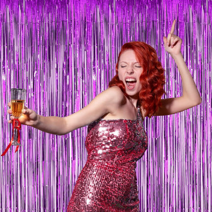 Voircoloria 3 Pack 3.3x8.2 Feet Gold Foil Fringe Backdrop Curtains, Tinsel Streamers, Fringe Backdrop for 2025 New Years Eve, Graduation, Birthday, Baby Shower, Gender Reveal, Disco Party - Colors A