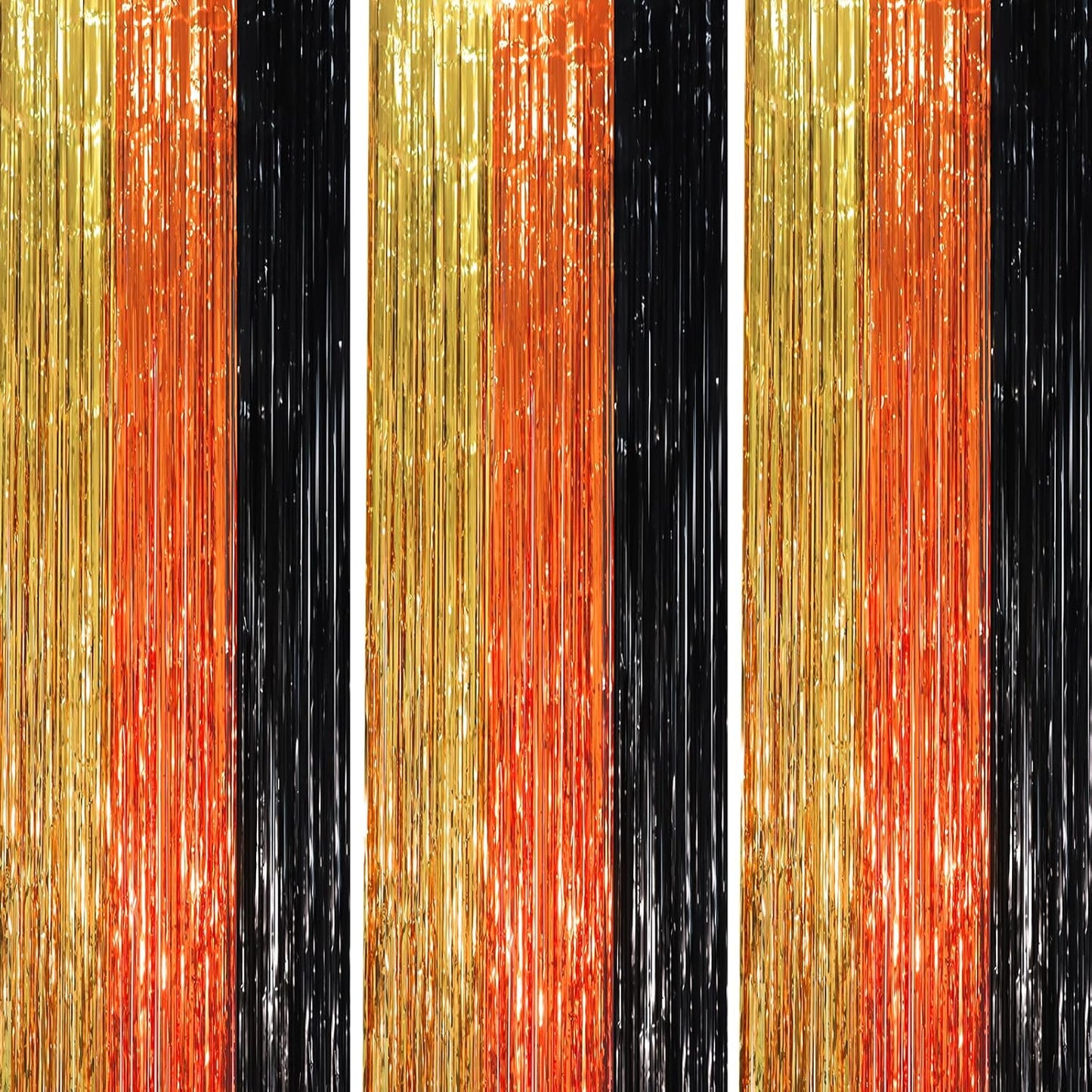 Voircoloria 3 Pack 3.3x8.2 Feet Gold Foil Fringe Backdrop Curtains, Tinsel Streamers, Fringe Backdrop for 2025 New Years Eve, Graduation, Birthday, Baby Shower, Gender Reveal, Disco Party - Colors A