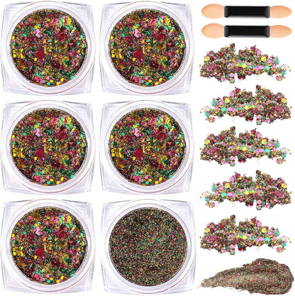 Teenitor 6 Colors Glow in The Dark Glitter Gel, Face Glitter Gel, Body Glitter Hair Glitter for Carnival Makeup UV Black Light Party Cheer Raves Festivals