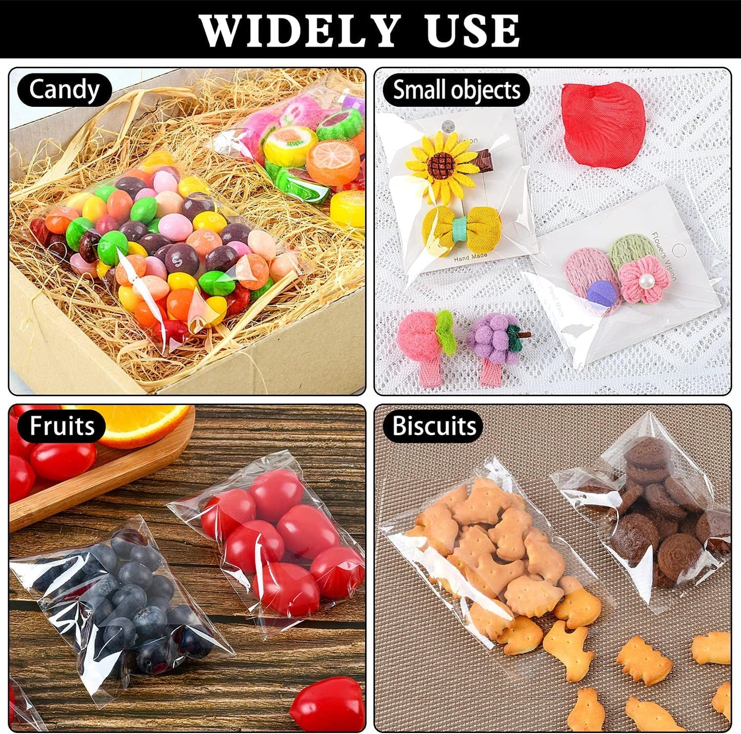 350 Pcs 4x6" Clear Cookie Treat Bags, Self-Sealing Resealable Cellophane Dessert Wrapper - Perfect for Gift Giving & Party Favors