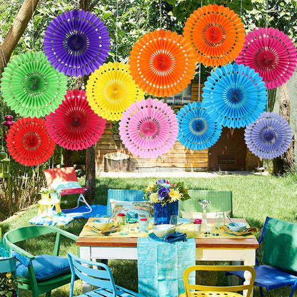 BestoFun 12PCS Paper Fans Hot Pink Party Decorations Tissue Paper Flowers Decorations Hanging Honeycomb Round Paper Fans Decoration for Girl Groovy Birthday Baby Shower Wedding