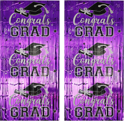 Gradution Party Suppiles Backdrop Decoration 2026, Claas of 2026 Streamer Tinsel Foil Fringe Curtains, Photo Booth Prop Backdrop, Black Grad Photo Backgrounds
