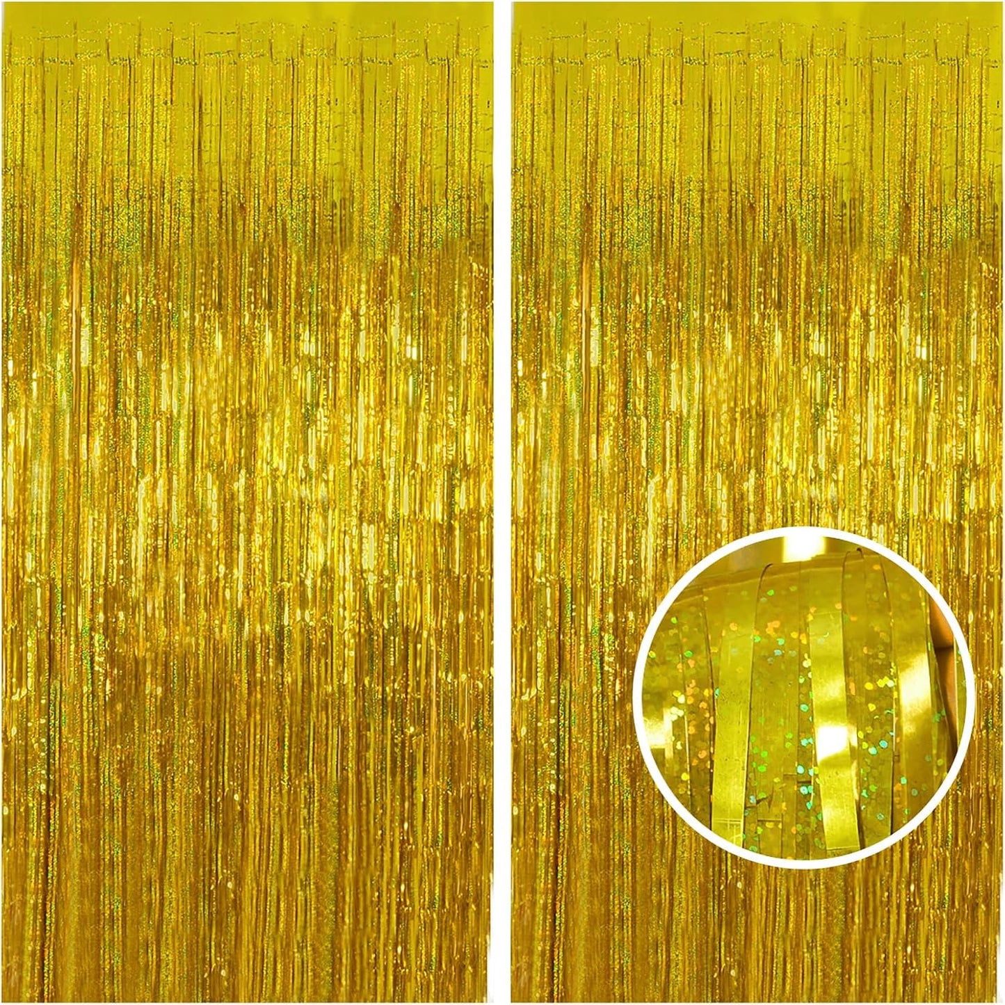 Melsan 2 Pack 3.2 ft x 8.2 ft Tinsel Foil Fringe Curtains Backdrop, Sparkle Metallic Foil Curtains for Party Photo Booth Props Decoration, Pinkish Purple