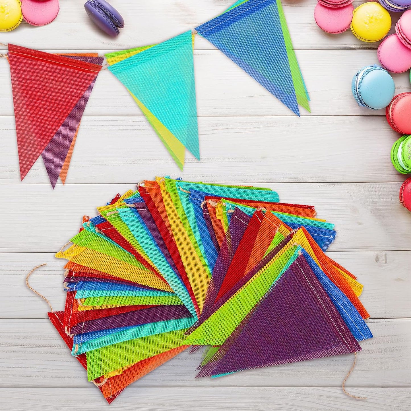 120 Flags/72ft Pennant Banner Flags Garland, Triangle Banner Pennant Flags on a String, Pastel Burlap Pennant Banner Garland Bunting Banner for Outdoor Birthday Party Decorations Pastel