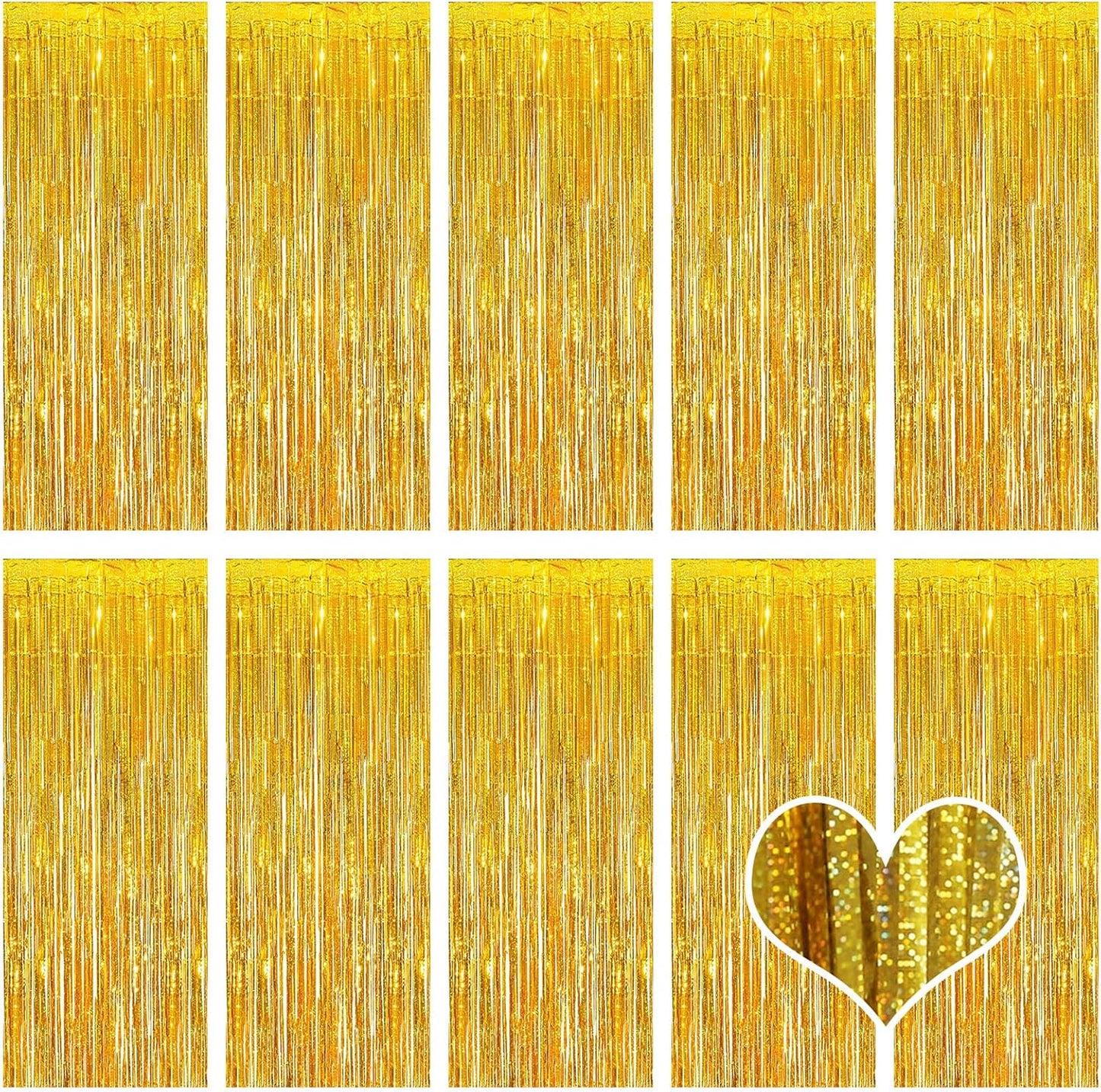 10 Pack Silver Backdrop Curtain 3.2ft x 8.2ft Metallic Tinsel Foil Fringe Curtains Photo Booth Background for Birthday Party Decoration Baby Shower Engagement Wedding Christmas Decoration (Silver)