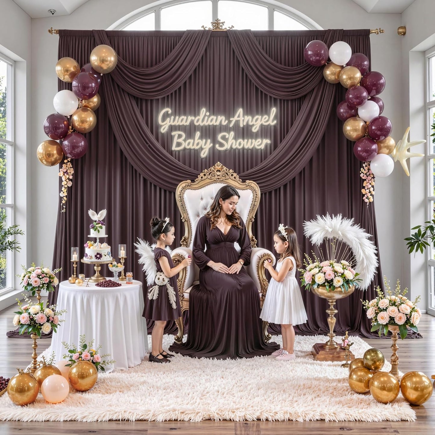 10 ft x 10 ft Wrinkle Free White Backdrop Curtains for Wedding Parties, Polyester Photography Backdrop Drapes for Birthday Parties Stage Backdrop Stand, 2 Panels 5x10FT Background Curtains