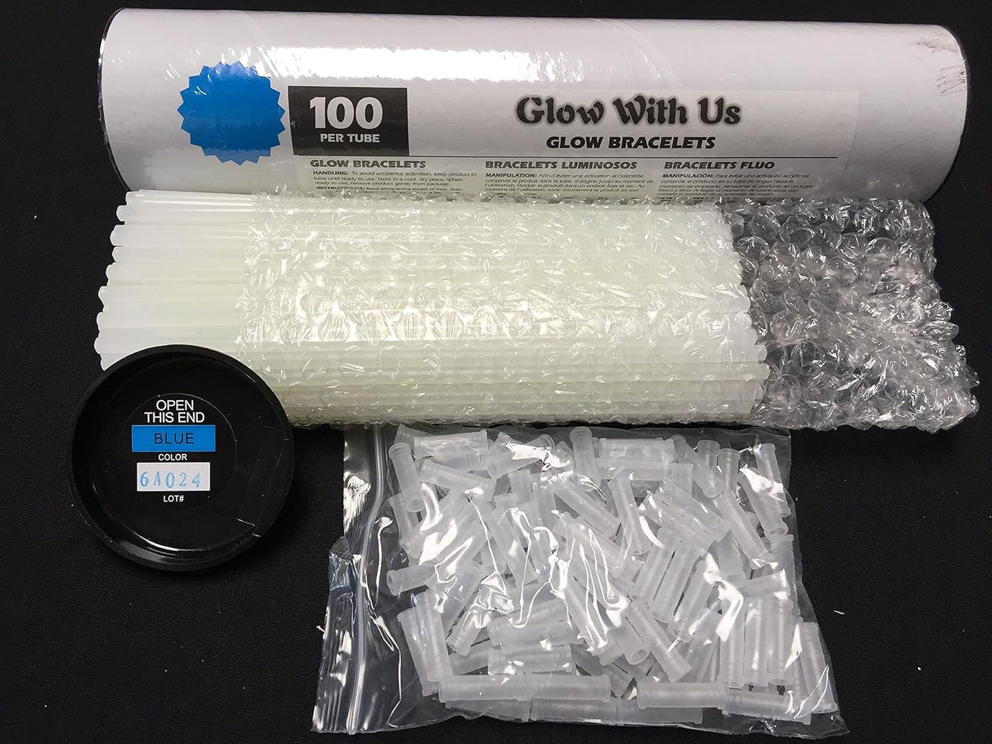 Glow Sticks Bracelets Bulk Wholesale, 100 8” Yellow Glow Bracelets, Bright Color, Glow 8-12 Hrs, 100 Connectors Included, Glow Party Favor Supplies, Sturdy Packaging, Great Fun.