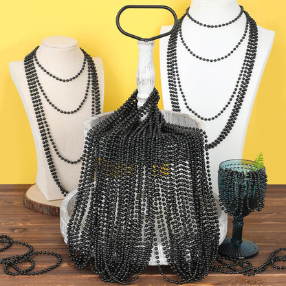 EOBOH 144PCS Mardi Gras Beads, Metallic 12 Kinds Bead Necklace Party Supplies, 33" Mardi Gras Necklace Costume Stuff, Festival Parade Throw Accessories for Wedding Birthday Celebrations Decorations