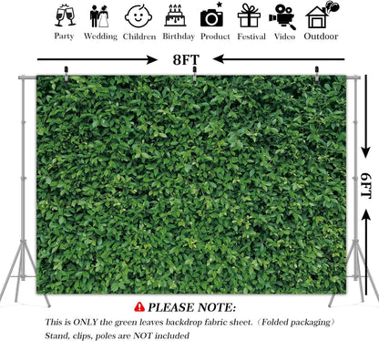 Green Leaves Backdrop - Nature Greenery Polyester Photography Background for Birthday Wedding Decor Soft Fabric Wall Banner | Baby Shower, Safari, Dinosaur Theme Photo Booth(7x5ft)