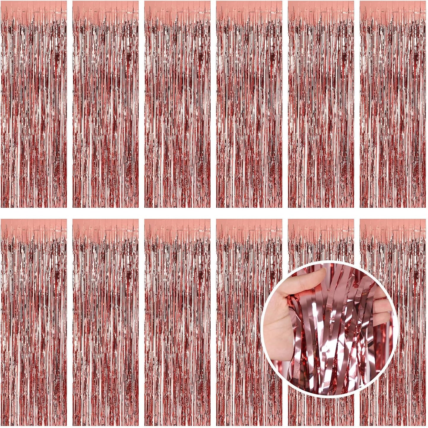 Silver Fringe Curtain Party Streamers, 12 Pack 3.3ft x 8.2ft Foil Curtain Backdrop Tinsel Foil Fringe Curtains Photo Booth Backdrop Streamer for Birthday, Wedding, Baby Shower, Disco Party