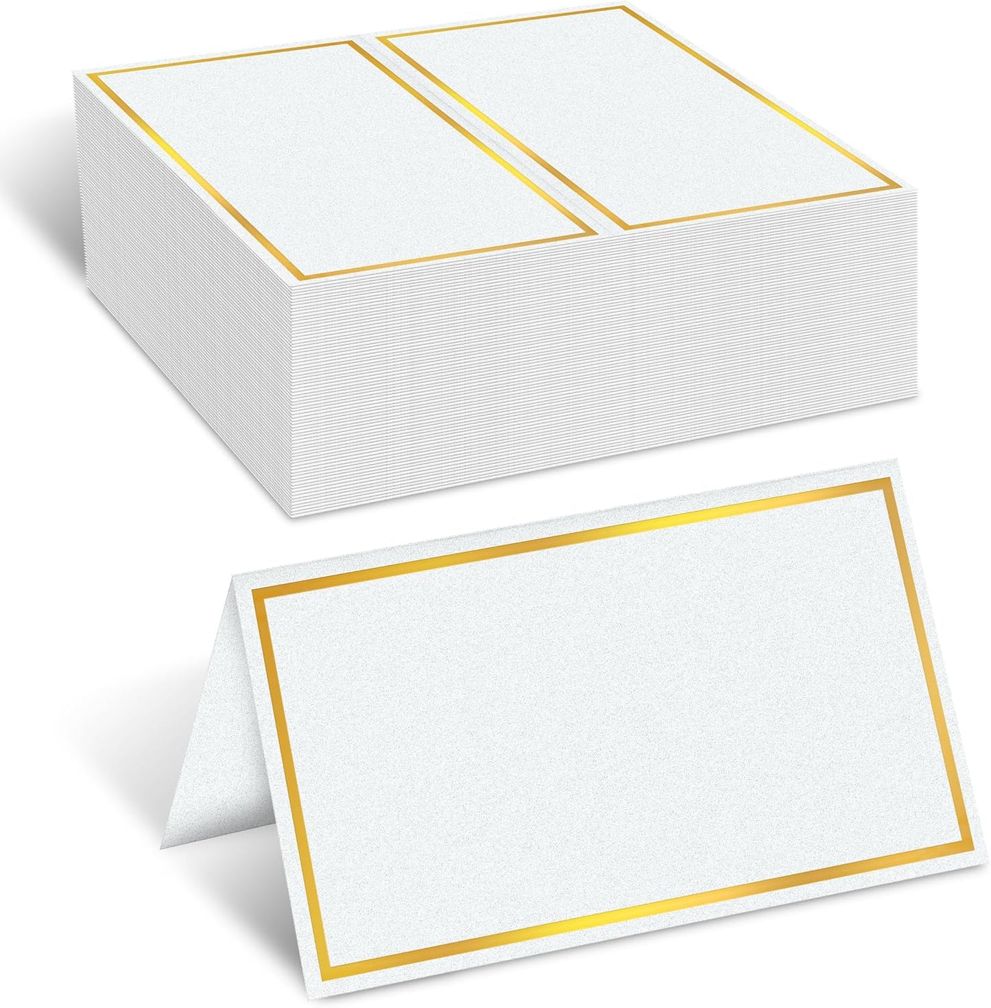 100 Pack Gold Table Cards Place Cards Name Cards for Table Setting, 250g Pearled Table Tents Name Tents, Avery Place Cards for Wedding, Meeting, Party, Reserved Seating Sign (Gold)