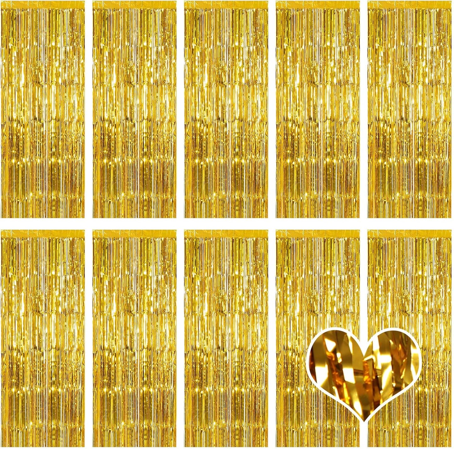 10 Pack Silver Backdrop Curtain 3.2ft x 8.2ft Metallic Tinsel Foil Fringe Curtains Photo Booth Background for Birthday Party Decoration Baby Shower Engagement Wedding Christmas Decoration (Silver)