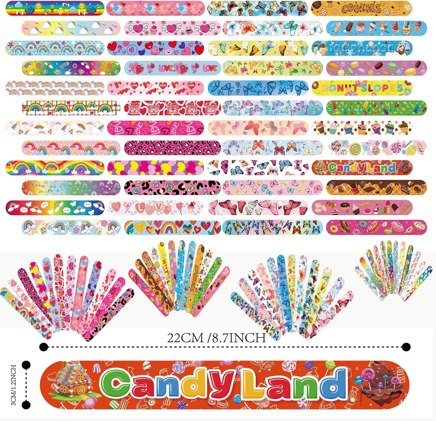 Slap Bracelets Party Favors 48Pcs Slap Bracelets Bulk Party Snap Bracelets Gifts for kids Butterflies,Space multi-themed School Classroom Prizes Exchange (B:Space,Trucks,Fire trucks,Roller skates)