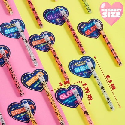 JOYIN 30 Packs Valentine's Day Gifts Cards with Bright Large Glow Sticks for Valentine's Party Favors, Waterproof Glow Sticks for Valentines Classroom Exchange Toy, Valentine School Classroom Prizes