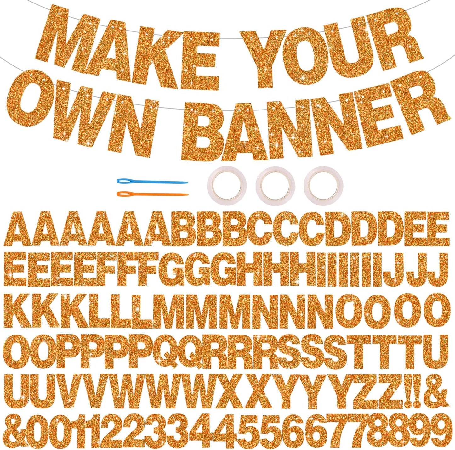 BEISHIDA 116 PCS A-Z DIY Letter Banner Kit Make Your Own Banner Including 111 Letters and Numbers 3 Rope and 2 Threading Device,Customized for Birthday Graduation Wedding Decor Black