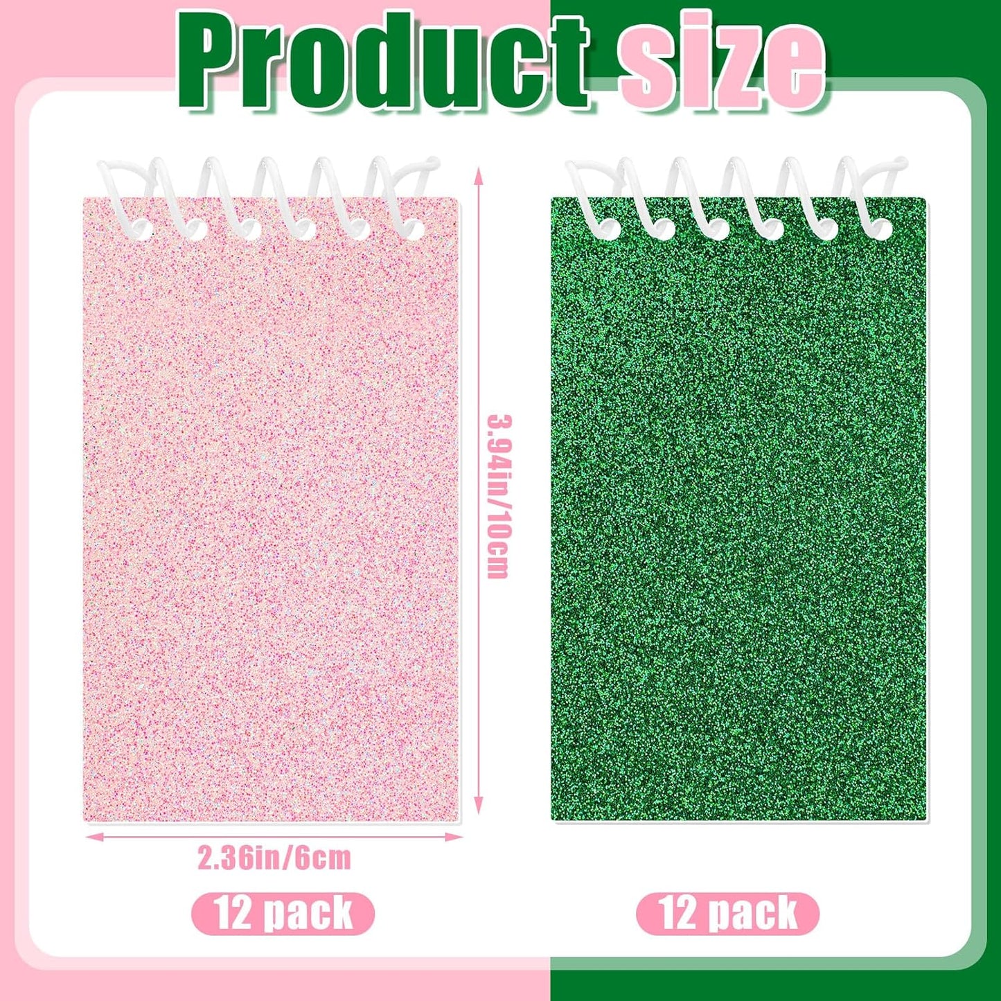 Resurhang 24 Pcs Pink and Green Mini Notepads Bulk Magical Wizard Party Favors Glitter Cover Spiral Notebooks Princess and Witch Party Favors for Birthday Gift School Classroom Rewards Supplies