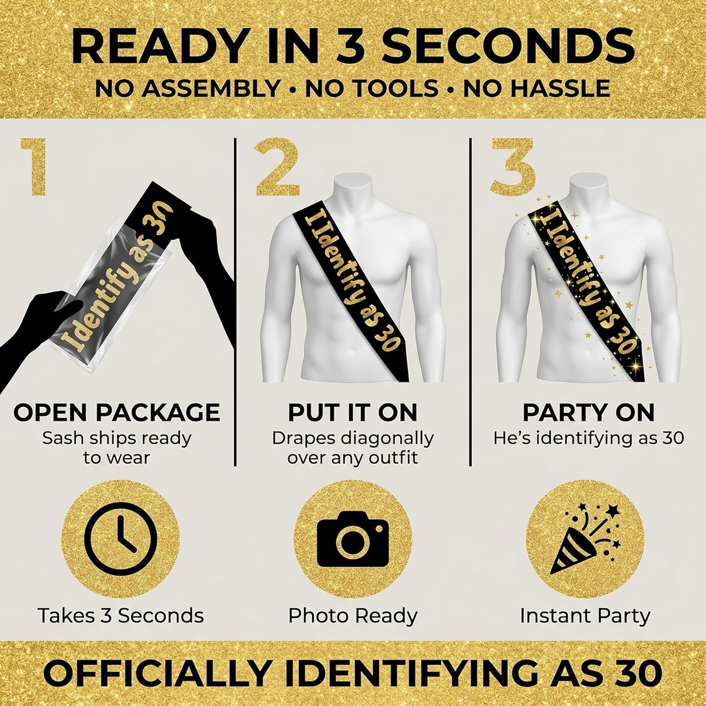 Sterling James Co. Funny Birthday Party Sash - Birthday and Retirement Party Sash for Him or Her - Party Decorations, Supplies and Gifts