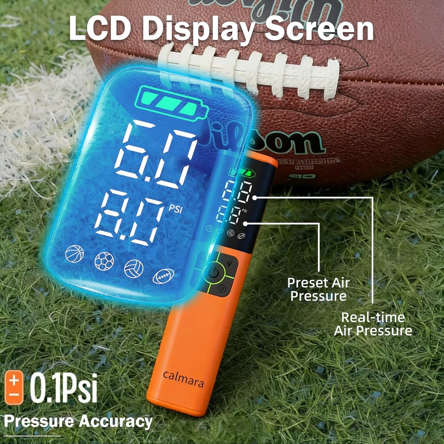 Z10 Electric Ball Pump for Sport Ball,2000mAh 15 PSI Portable Automatic Air Pump Fast Ball Inflator with 2 Needles,Precise Pressure Gauge for Basketball Football Volleyball Soccer