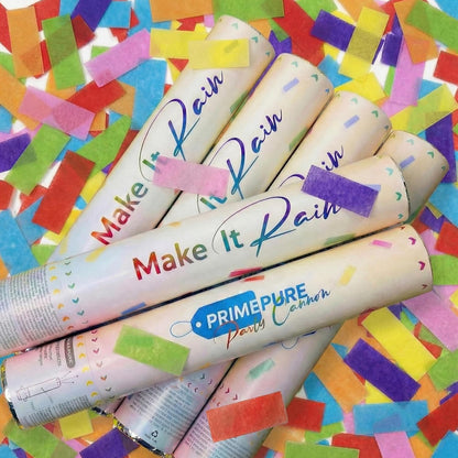 PrimePure Confetti Cannon Party Poppers - Holographic Silver Stars Confetti Popper - 2 Pack - Party Cannon Silver Glitter Star Pop Gun for Birthday, Wedding, Graduation, Celebration, Pranks