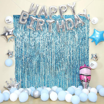 3 Pack Colorful Foil Fringe Curtain Backdrop - 6.6 x 3.3 ft Wavy Rainbow Tinsel Backdrop Curtain Metallic Streamers Iridescent Holiday Photo Booth Party Decorations