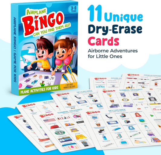 WELL BALANCED Airplane Games - Airplane Bingo Travel Essentials Kids Activities 3-8 Year Old, Must Haves