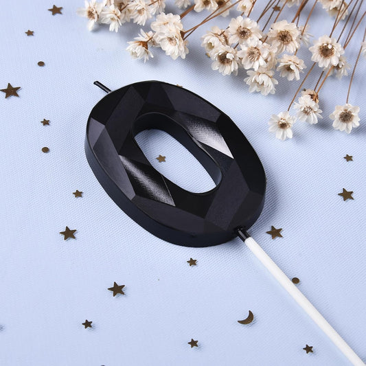 PHD CAKE 2.76 Inch Crystal Black 9 Number Birthday Candles, Black Number Candles, Cake Number Candles, Party Celebration