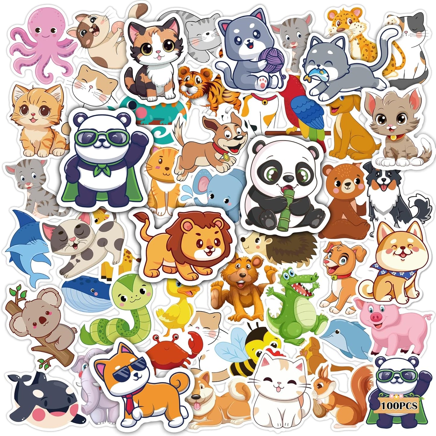 OHOME 100 PCS Water Bottle Stickers for Kids,Cute Animal Aesthetic Sticker Pack - Waterproof Vinyl Kawaii Stickers for Girls Boy Classroom Prizes,Party Favors for Scrapbook, Laptops, Journal,Birthday