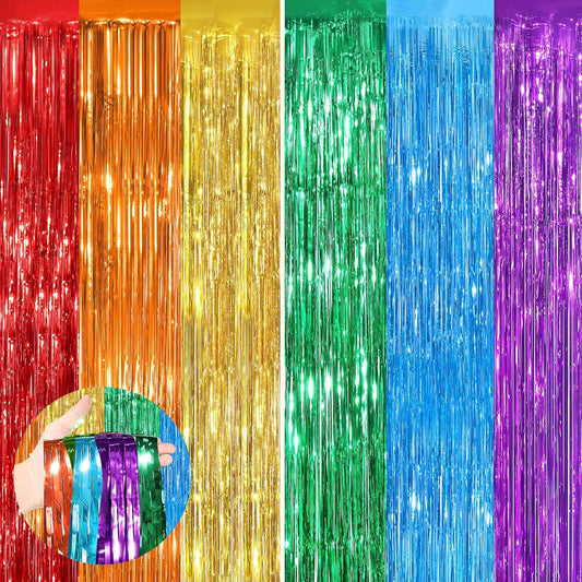 Black Fringe Curtain Party Streamers 2Pack 3.3x8.3 Ft Foil Fringe Backdrop Curtains for Birthday Wedding Bridal Baby Shower Halloween Decor Tinsel Streamers Black Party Decorations Door Streamers