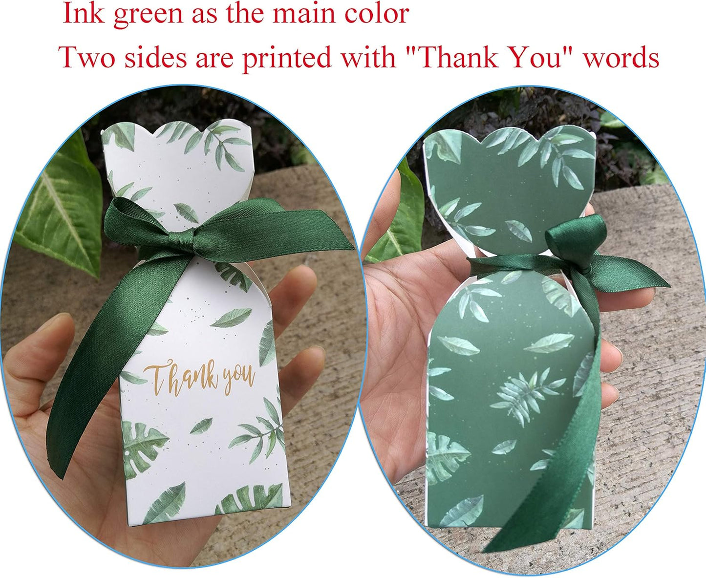 Lontenrea 50 Pcs Floral Pattern Candy Boxes Wedding Birthday Party Favor Gift Box with 50pcs Light Pink Ribbon