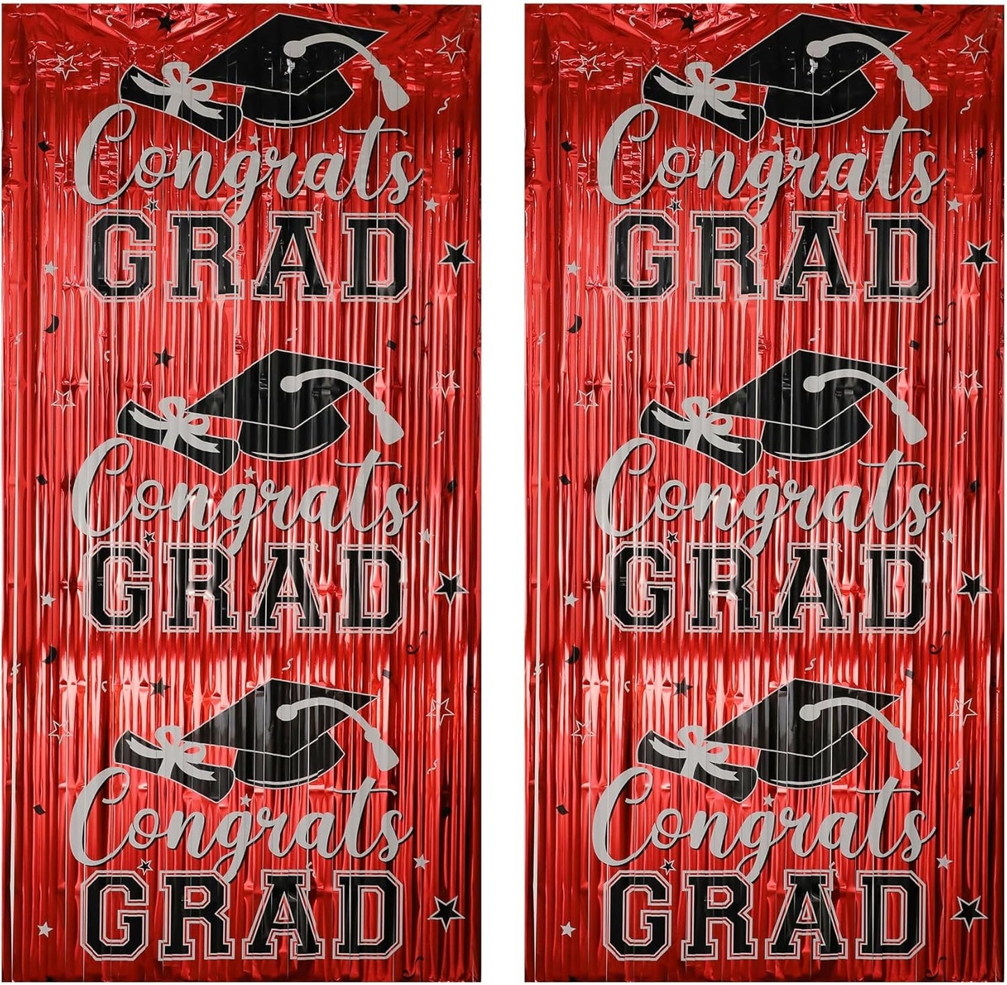 Gradution Party Suppiles Backdrop Decoration 2026, Claas of 2026 Streamer Tinsel Foil Fringe Curtains, Photo Booth Prop Backdrop, Black Grad Photo Backgrounds