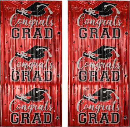Gradution Party Suppiles Backdrop Decoration 2026, Claas of 2026 Streamer Tinsel Foil Fringe Curtains, Photo Booth Prop Backdrop, Black Grad Photo Backgrounds