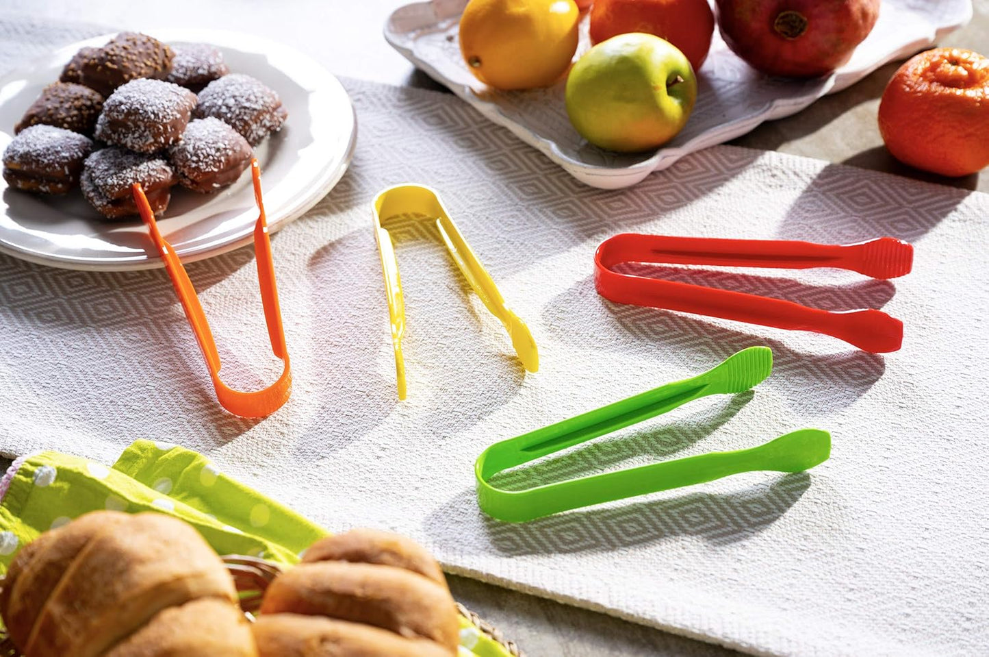 Mini Clear Serving Tongs Set of 4 - Small Plastic Appetizer Tongs for Charcuterie, Buffet, Weddings, Catering, Dessert, Sugar, Pastries and Ice, Dishwasher Safe, Reusable, Made in USA by Pikanty