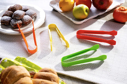Mini Clear Serving Tongs Set of 4 - Small Plastic Appetizer Tongs for Charcuterie, Buffet, Weddings, Catering, Dessert, Sugar, Pastries and Ice, Dishwasher Safe, Reusable, Made in USA by Pikanty