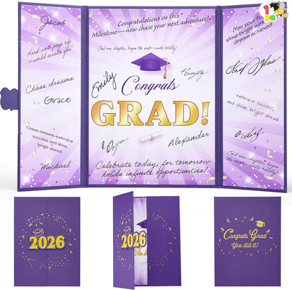 JOYIN 2026 Graduation Guest book Alternative, 12" Blue & Gold Graduation Party Decorations Signature Congrats, Class of 2026 Grad Card for High School College Grad Gift, Party Guest Signing Cardboard