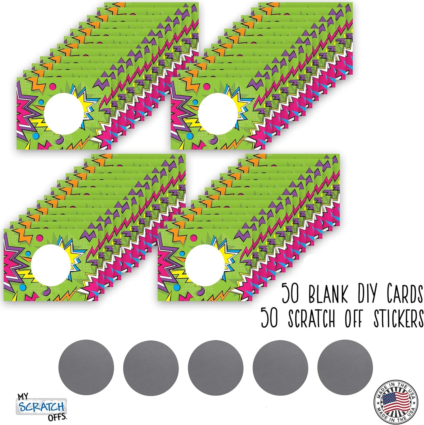 My Scratch Offs - Customizable Scratch-Off Cards Graffiti Design for Prizes, Classroom Rewards & Teacher Supplies, 50 Pack