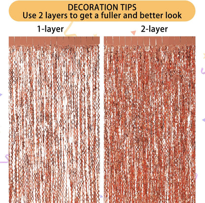 3 Pack Colorful Foil Fringe Curtain Backdrop - 6.6 x 3.3 ft Wavy Rainbow Tinsel Backdrop Curtain Metallic Streamers Iridescent Holiday Photo Booth Party Decorations