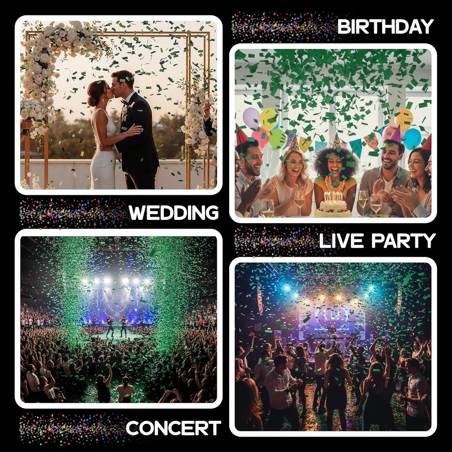 Ultimate Confetti, Multicolor Biodegradable Confetti - Rectangular Fluttering Tissue Paper Confetti for Cannon and Launcher use - Best for Holidays, Birthday, Wedding, and Parties - 1 lb, 16 oz