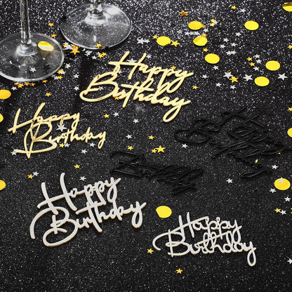 Barydat 24 Pieces Gold Happy Birthday Cake Toppers Mirror Acrylic Cupcake Topper Happy Birthday Sign for Cake Side Cupcake Decorations, 6 Styles