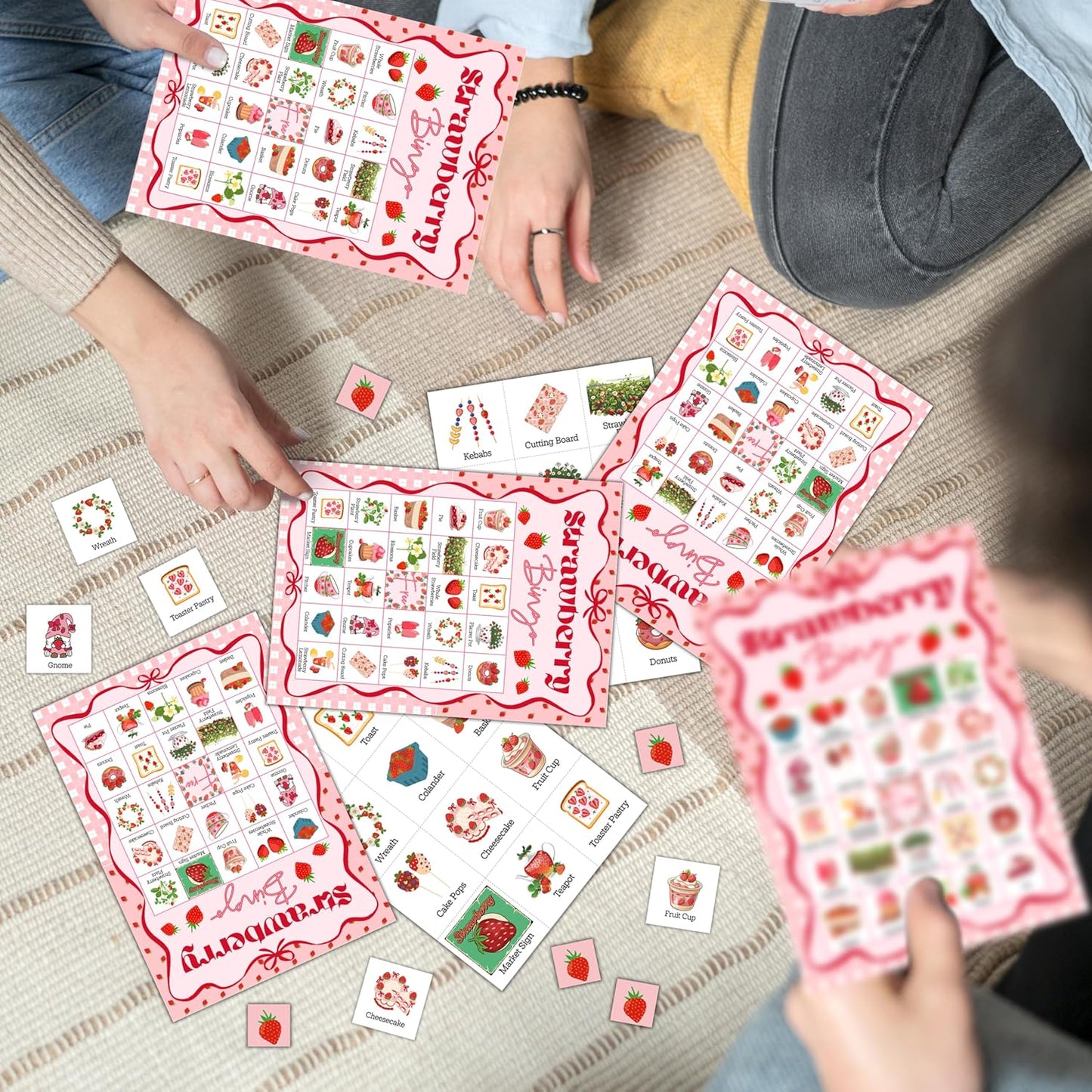 Strawberry Bingo Game, Summer Berry Party Bingo Cards for Adults, Strawberry Parties Supplies, Fruit Themed Birthday Party Favors for 24 Players, 06