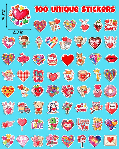 JCFIRE 200PCS Stickers for Kids, Waterproof Cute Mixed Animal Food Vinyl Scrapbook Stickers for Water Bottle, Book, Laptop, Goodie Bags Stuffers Kids Party Favors, Classroom Supplies Must Haves