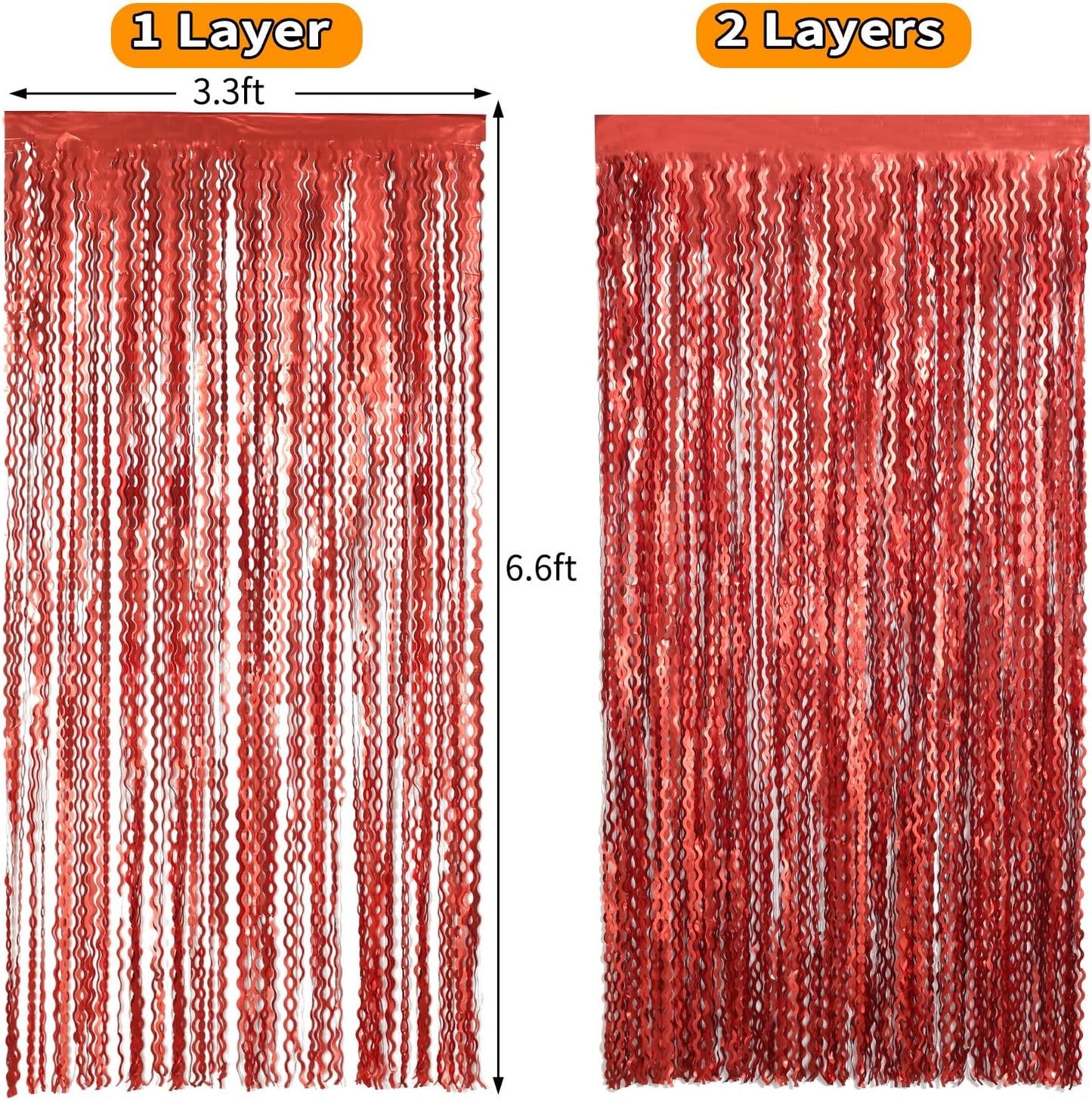 4 Pack Wavy Champagne Gold Metallic Tinsel Foil Fringe Curtains Backdrop - 3.3X6.6ft Foil Fringe Backdrop for Parties | Door Streamers for Birthday | Photo Booth Backdrops Party Decor