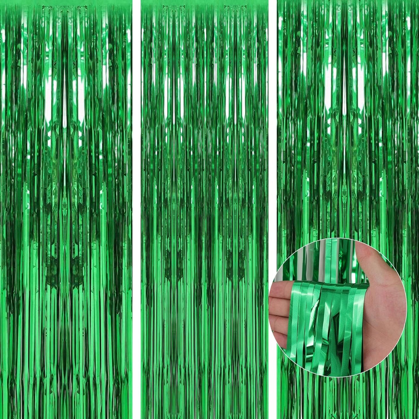Birthday Party Decorations: 3 Pack 3.3 x 9.9 ft Gold Foil Fringe Curtains Party Supplies, Tinsel Curtain Backdrop for Parties/Birthday/Photo Booth