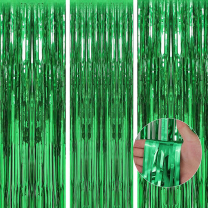 Birthday Party Decorations: 3 Pack 3.3 x 9.9 ft Gold Foil Fringe Curtains Party Supplies, Tinsel Curtain Backdrop for Parties/Birthday/Photo Booth
