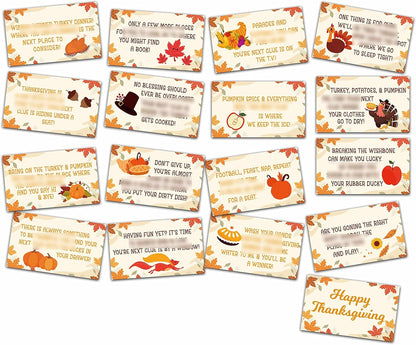 Thanksgiving Party Games - Fall Pumpkin Scavenger Treasure Hunt Clues Cards, Thanksgiving Party Supplies Decorations (12 Cards With Colourful Envelopes)-02