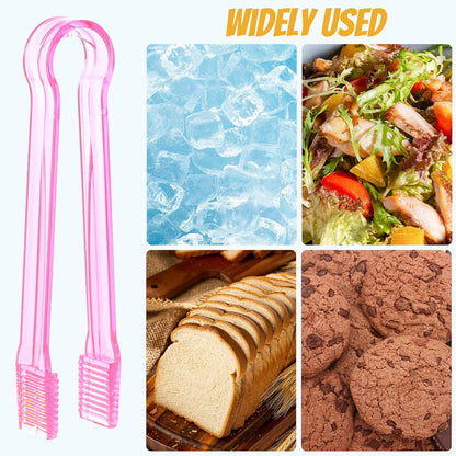 10 Pcs Plastic Buffet Serving Tongs, Clear Kitchen Tongs Mini Serving Utensil Tongs for Food Ice Salad Buffet Barbecue Cookies, 6.3 Inches