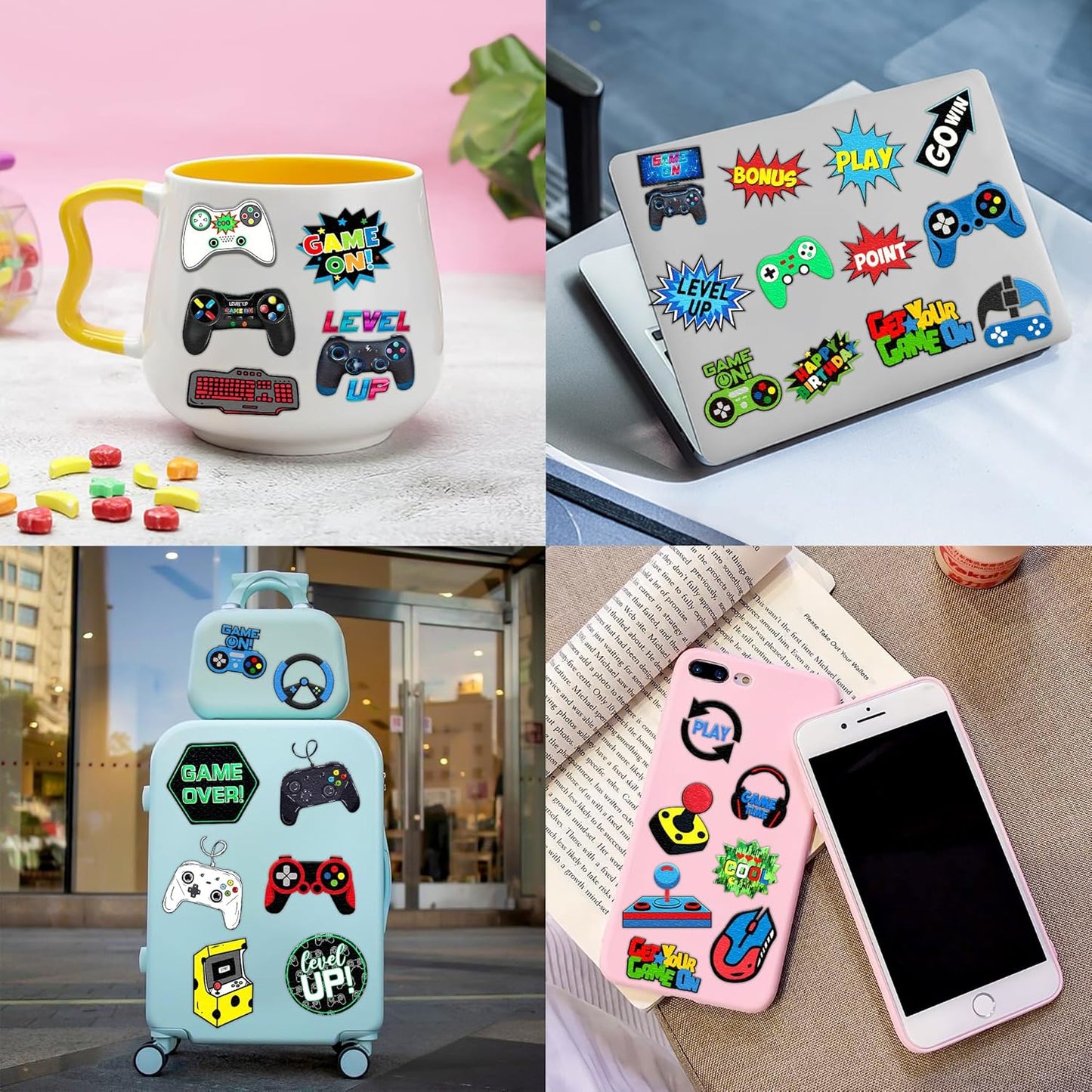 60 PCS Video Game Pre-Cut Temporary Tattoos Themed for Kids Birthday Party Decorations Supplies Favors Decor Super Cute Tattoo Stickers 5 Sheets Gifts for Boys Girls Games Classroom Rewards Carnival