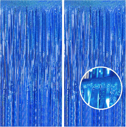 Melsan 2 Pack 3.2 ft x 8.2 ft Tinsel Foil Fringe Curtains Backdrop, Sparkle Metallic Foil Curtains for Party Photo Booth Props Decoration, Pinkish Purple