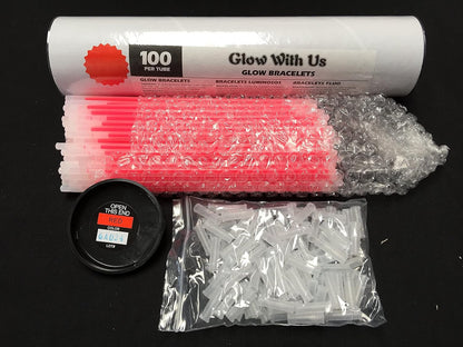 Glow Sticks Bracelets Bulk Wholesale, 100 8” Yellow Glow Bracelets, Bright Color, Glow 8-12 Hrs, 100 Connectors Included, Glow Party Favor Supplies, Sturdy Packaging, Great Fun.