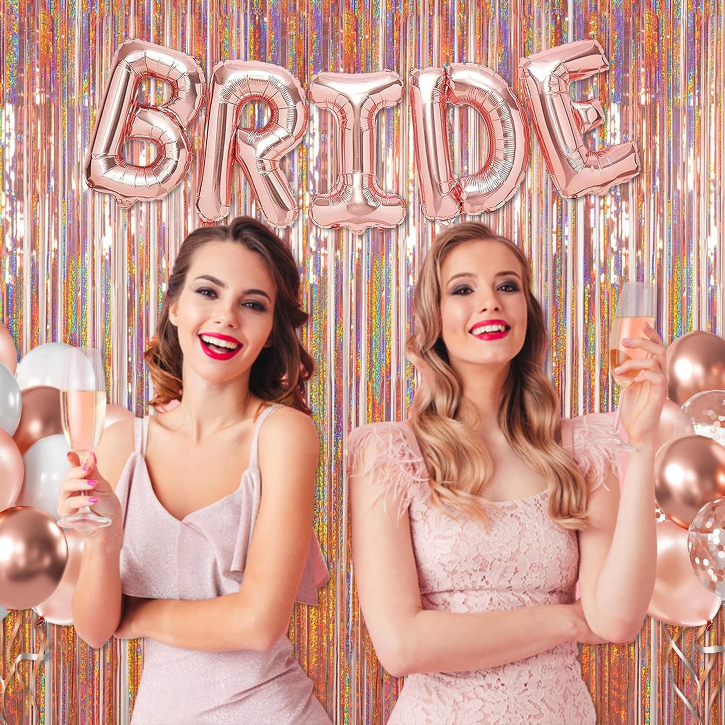 Melsan 2 Pack 3.2 ft x 8.2 ft Tinsel Foil Fringe Curtains Backdrop, Sparkle Metallic Foil Curtains for Party Photo Booth Props Decoration, Pinkish Purple