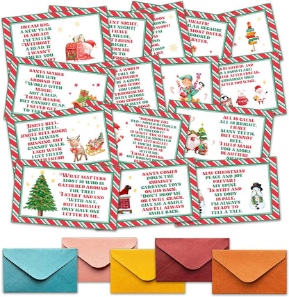 Christmas Treasure Hunt Clue Game, Christmas Games Santa Scavenger Hunt Cards, Indoor Outdoor Holiday Party Supplies, 15 Cards with Colorful Envelopes, 04